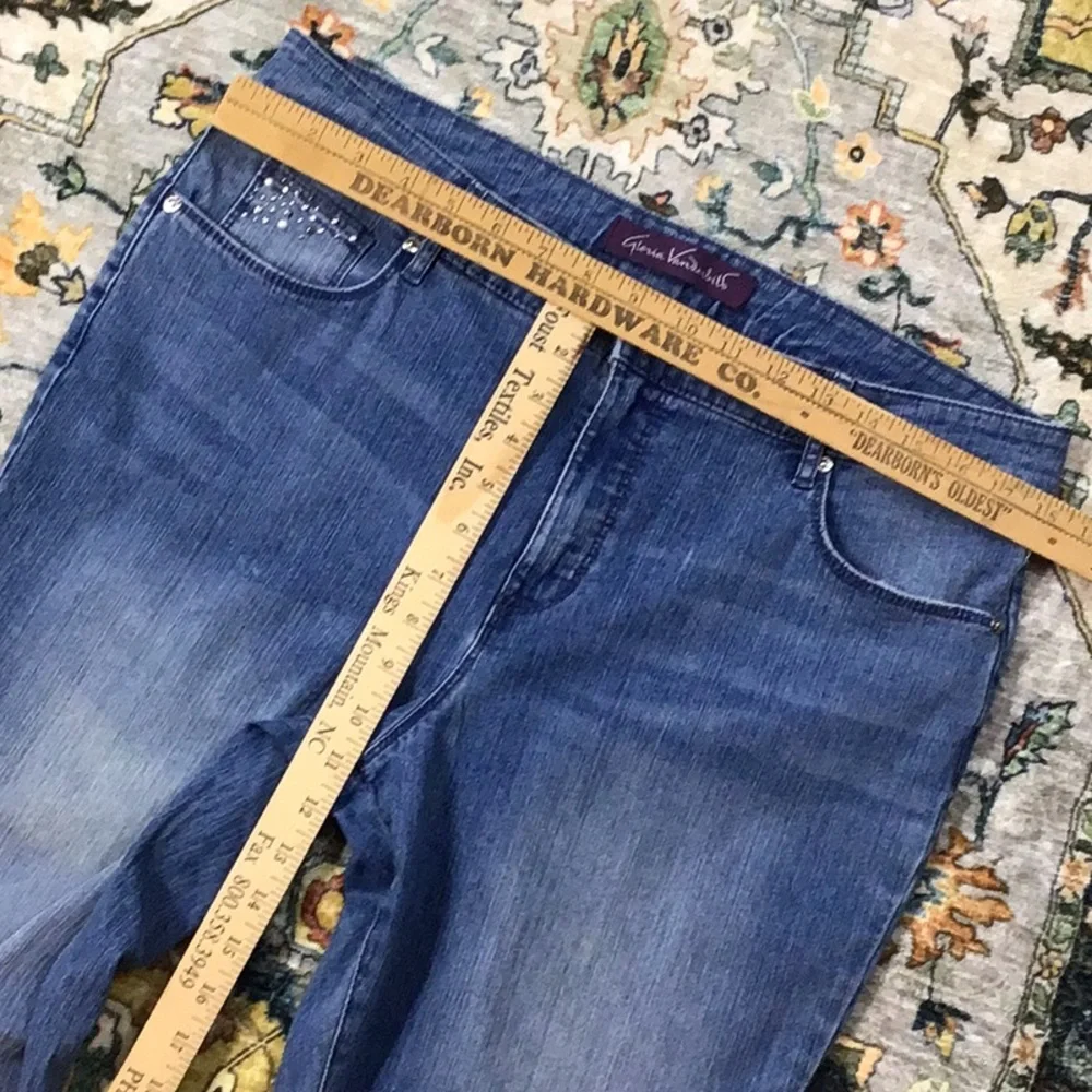 🪞Gloria Vanderbilt Petites Alexandra Embellished High Rise Frayed Edge Sz.14 - Picture 7 of 10